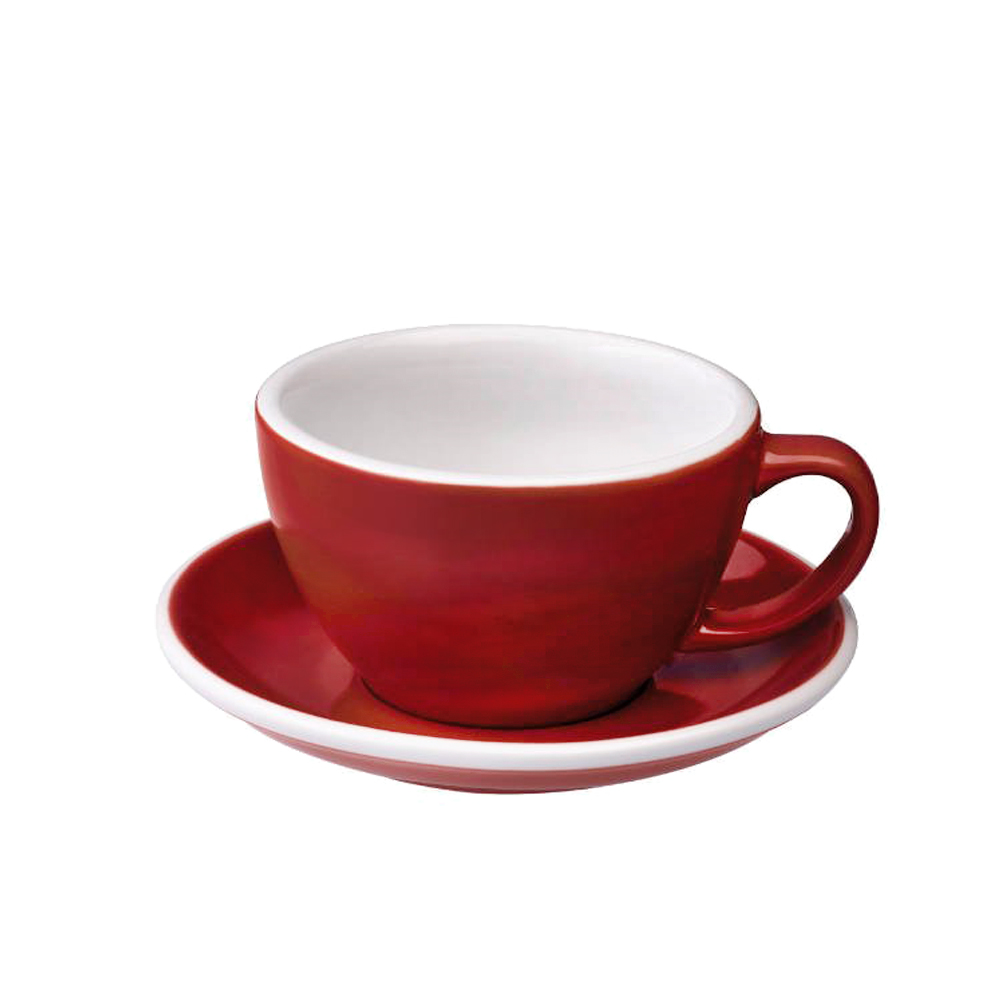 【LOVERAMICS 愛陶樂 】Egg 拿鐵咖啡杯盤組 300ml Red 紅色
