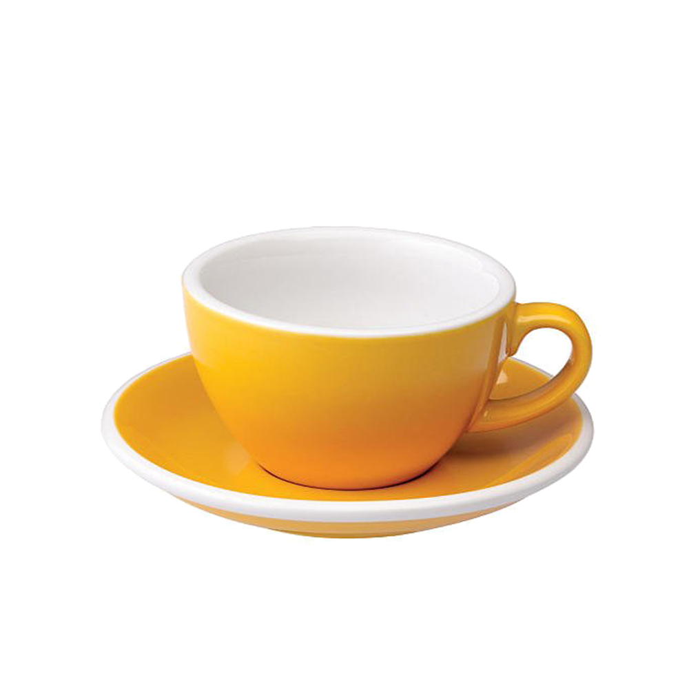 【LOVERAMICS 愛陶樂 】Egg 拿鐵咖啡杯盤組 200ml Yellow 黃色